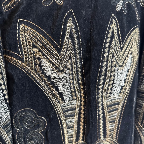 Peter Nygard Coat Size 6 Black Embroidered Long Sleeve Mandarin Collar Marant - Picture 6 of 8